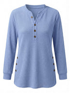 Women’s Ribbed Button Detail Long Sleeve Top
