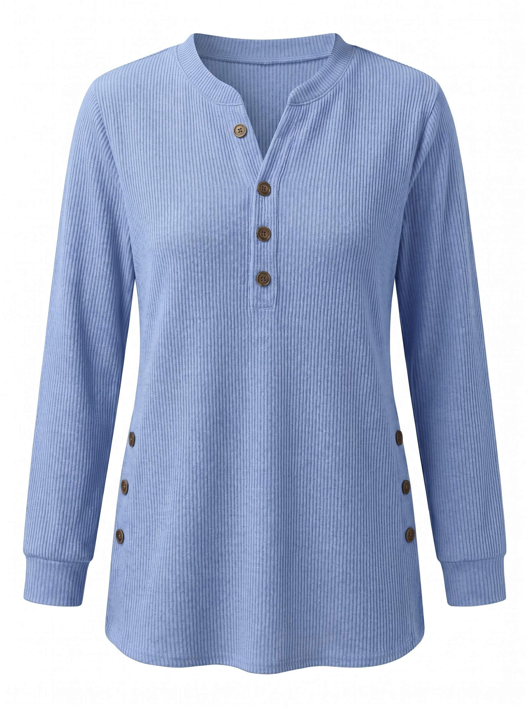 Women’s Ribbed Button Detail Long Sleeve Top