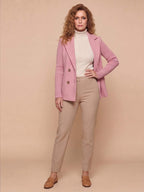 Women’s Double-Breasted Knit Sleeve Blazer