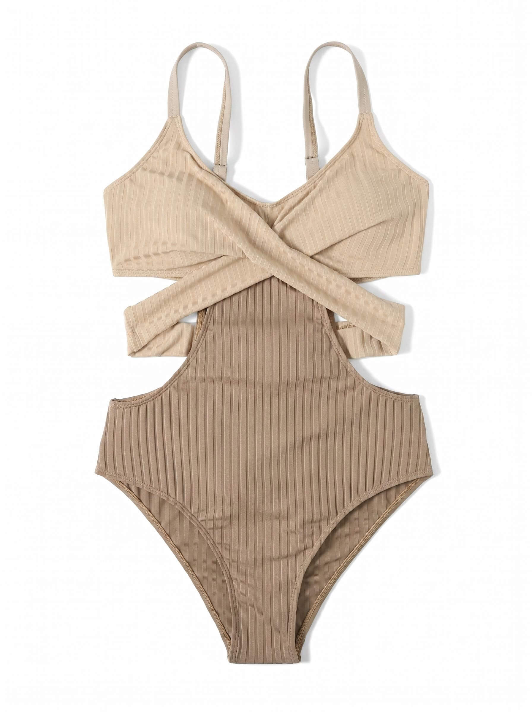 Women’s Ribbed Cut-Out Crossover Swimsuit