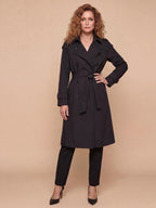 Women’s Double-Breasted Belted Trench Coat with Longline Silhouette