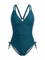 Women’s Side Tie Halter One-Piece Swimsuit