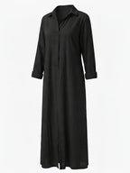 Women’s Collared Front Slit Maxi Shirt Dress
