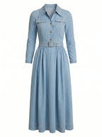Women’s Belted Denim Shirt Dress – Timeless & Everyday Chic