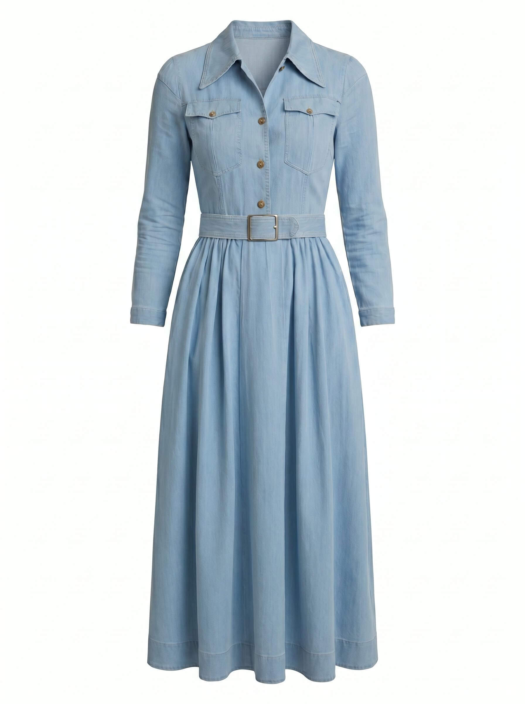 Women’s Belted Denim Shirt Dress – Timeless & Everyday Chic