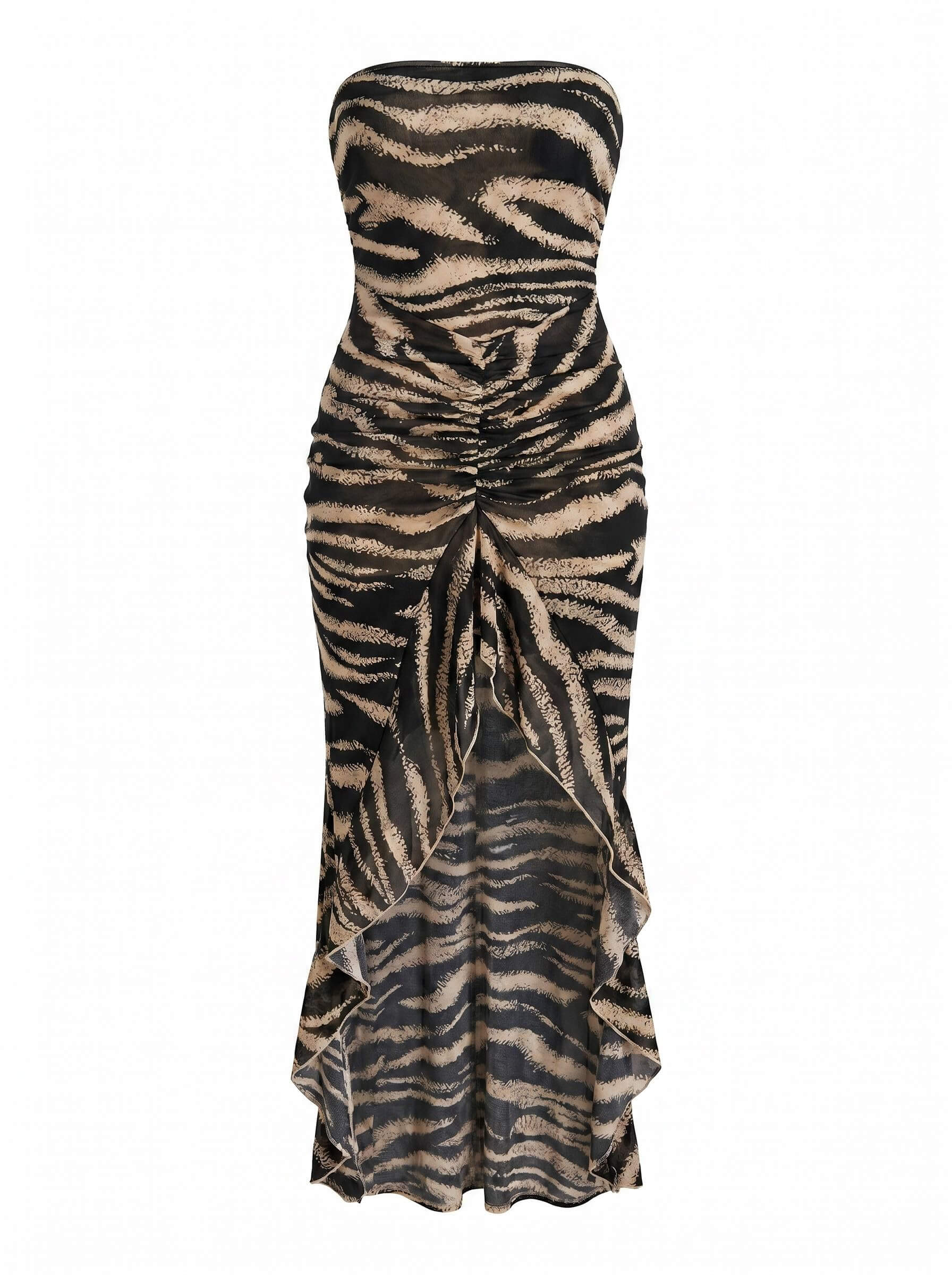Women's Strapless Zebra Print Evening Dress with High-Low Hem – Label-Lahra