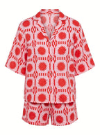 Women’s Geometric Print Shirt & Shorts Set