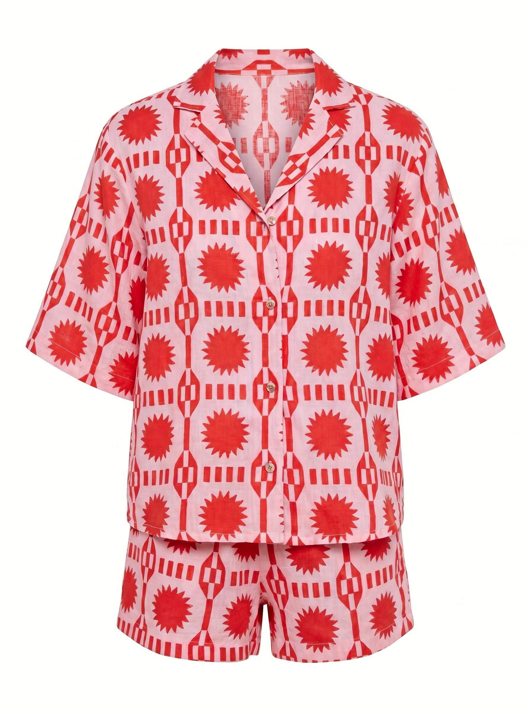 Women’s Geometric Print Shirt & Shorts Set