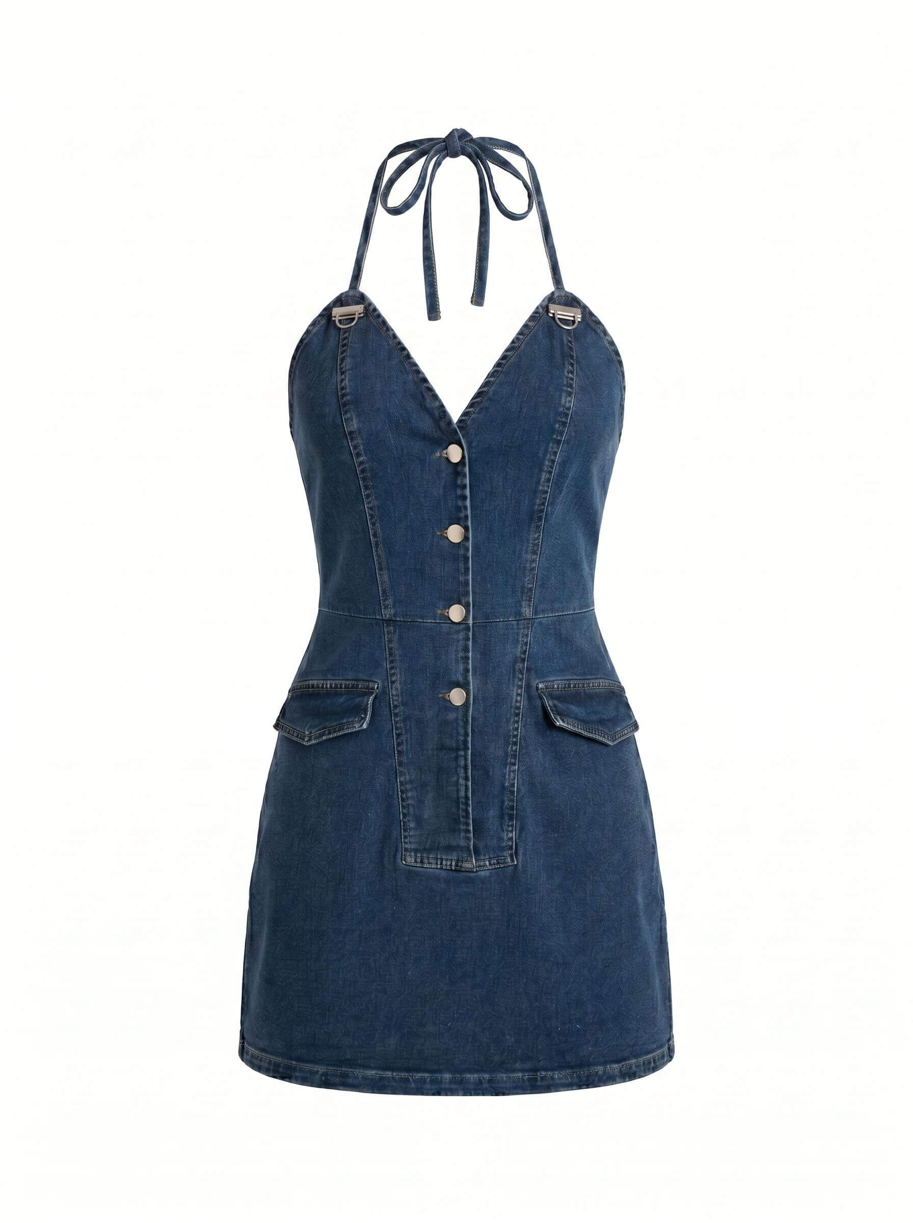 Women’s Halter Denim Mini Dress – Modern Edge & Timeless Appeal