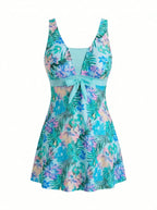 Women’s Tropical Floral Skirted One-Piece Swimsuit