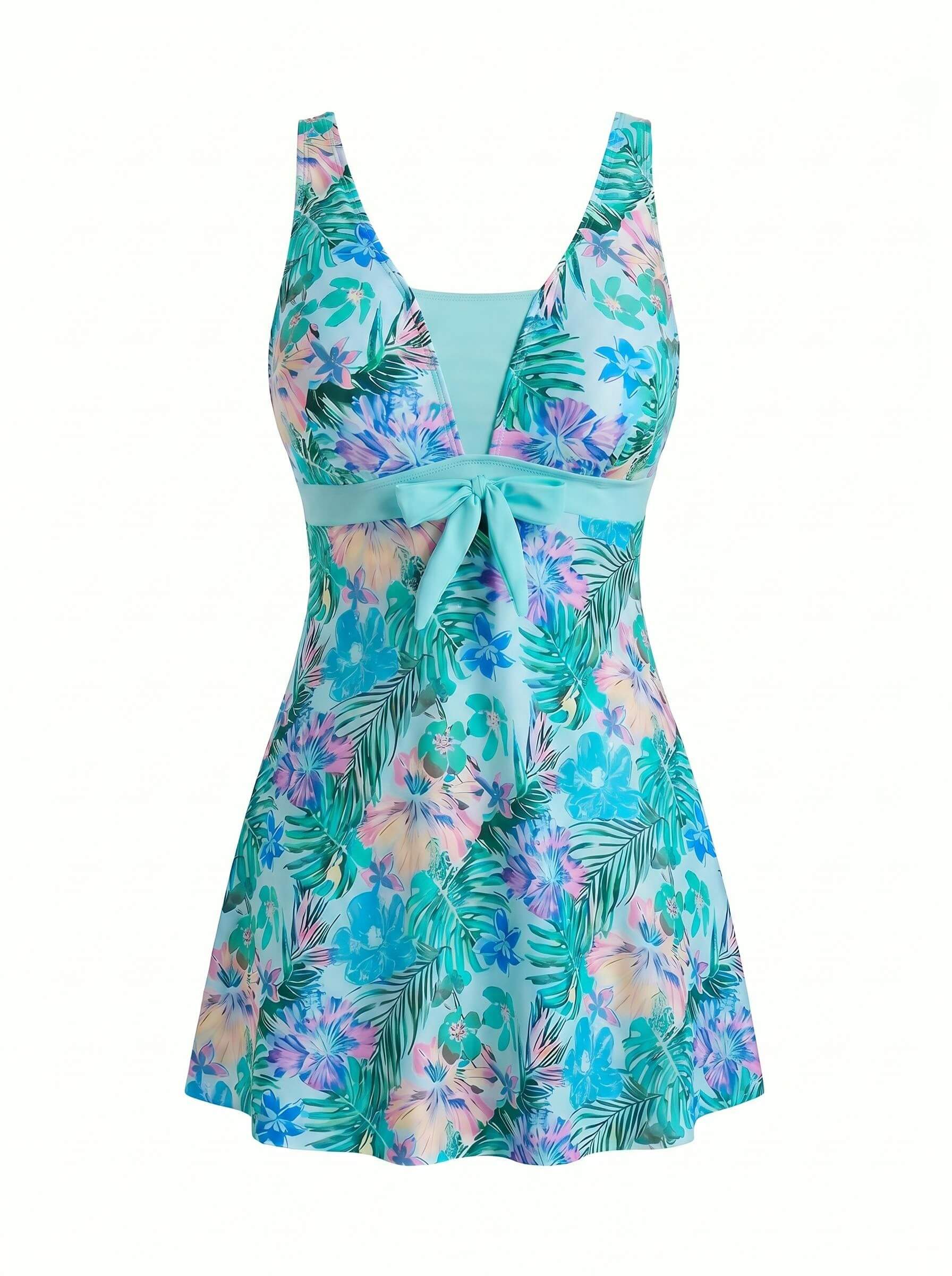 Women’s Tropical Floral Skirted One-Piece Swimsuit