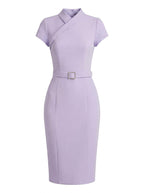 Cap Sleeve Midi Dress with Wrap Neckline