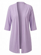 Women’s Stretch Knit Cardigan – Three-Quarter Sleeves & Elegant Everyday Comfort