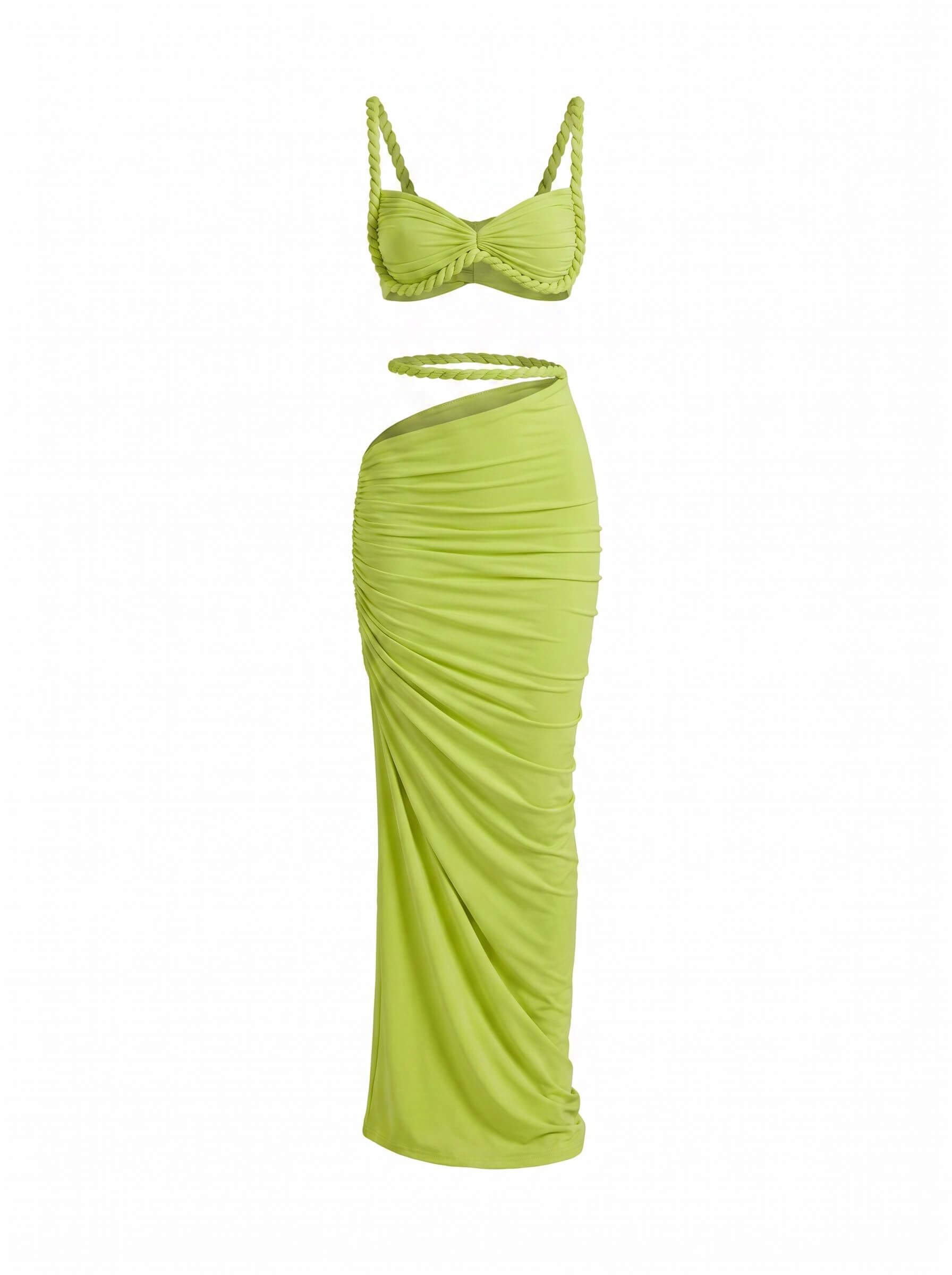 Women’s Rope Strap Top and Ruched Maxi Skirt Set