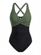 Women’s Wrap Front Contrast One-Piece Swimsuit