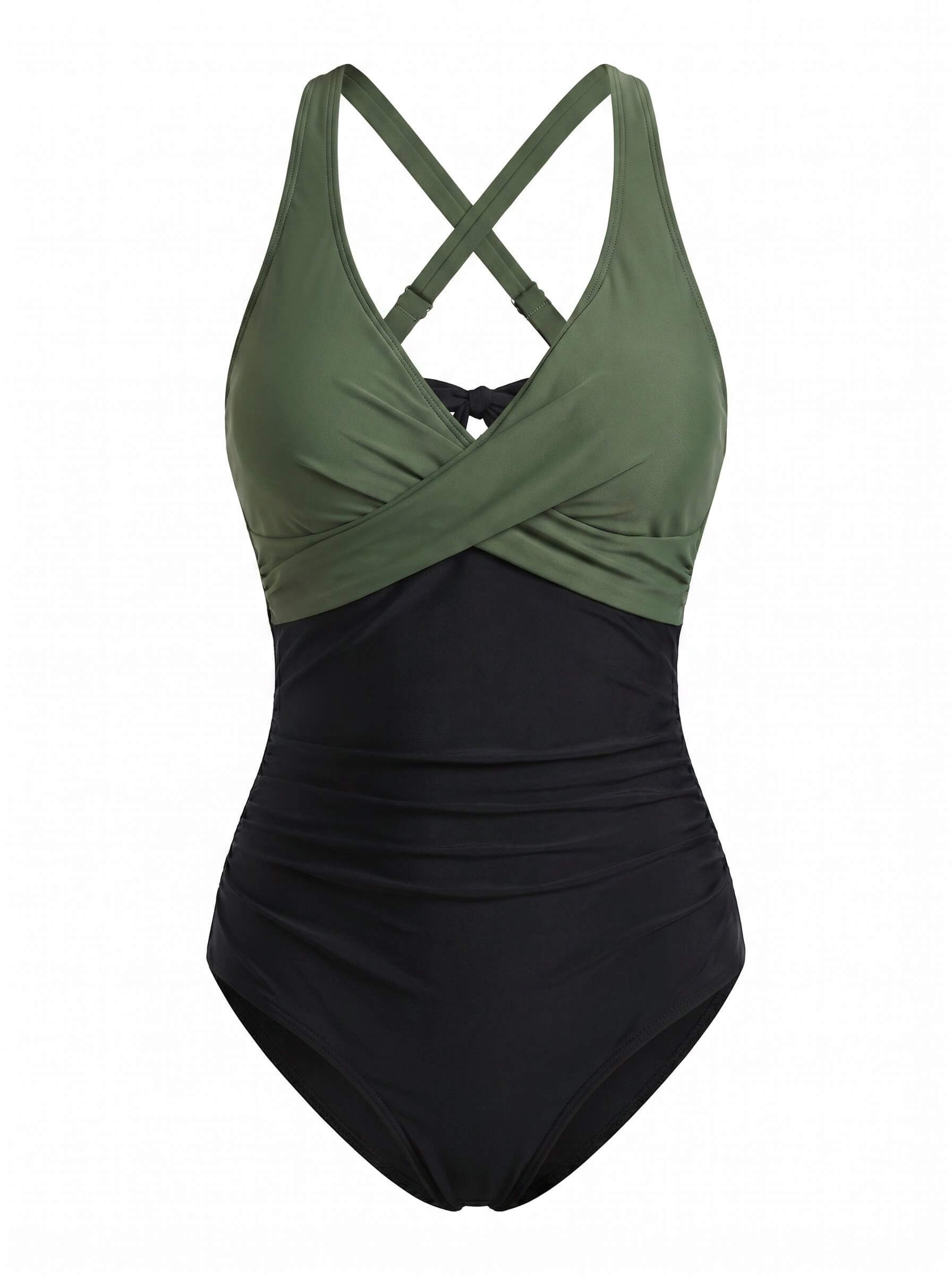Women’s Wrap Front Contrast One-Piece Swimsuit