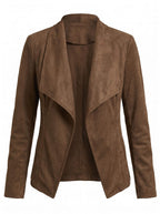 Women’s Elegant Open-Front Jacket – Waterfall Lapel