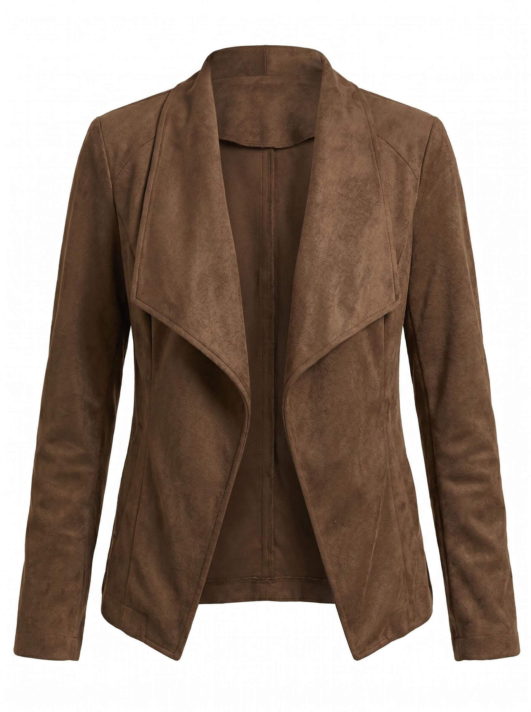 Women’s Elegant Open-Front Jacket – Waterfall Lapel