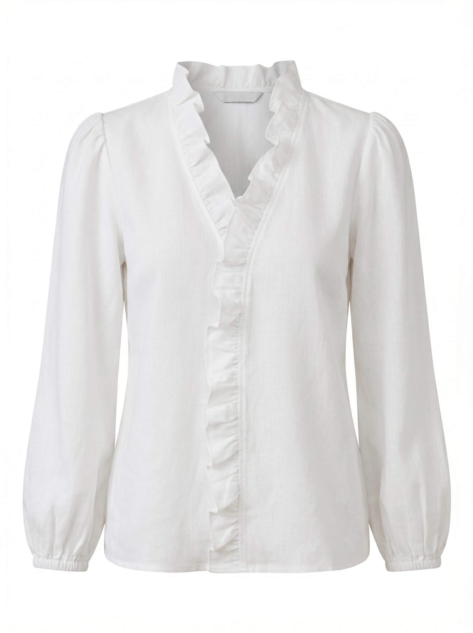 Women’s Ruffle V-Neck Blouse – Romantic Elegance & Modern Chic