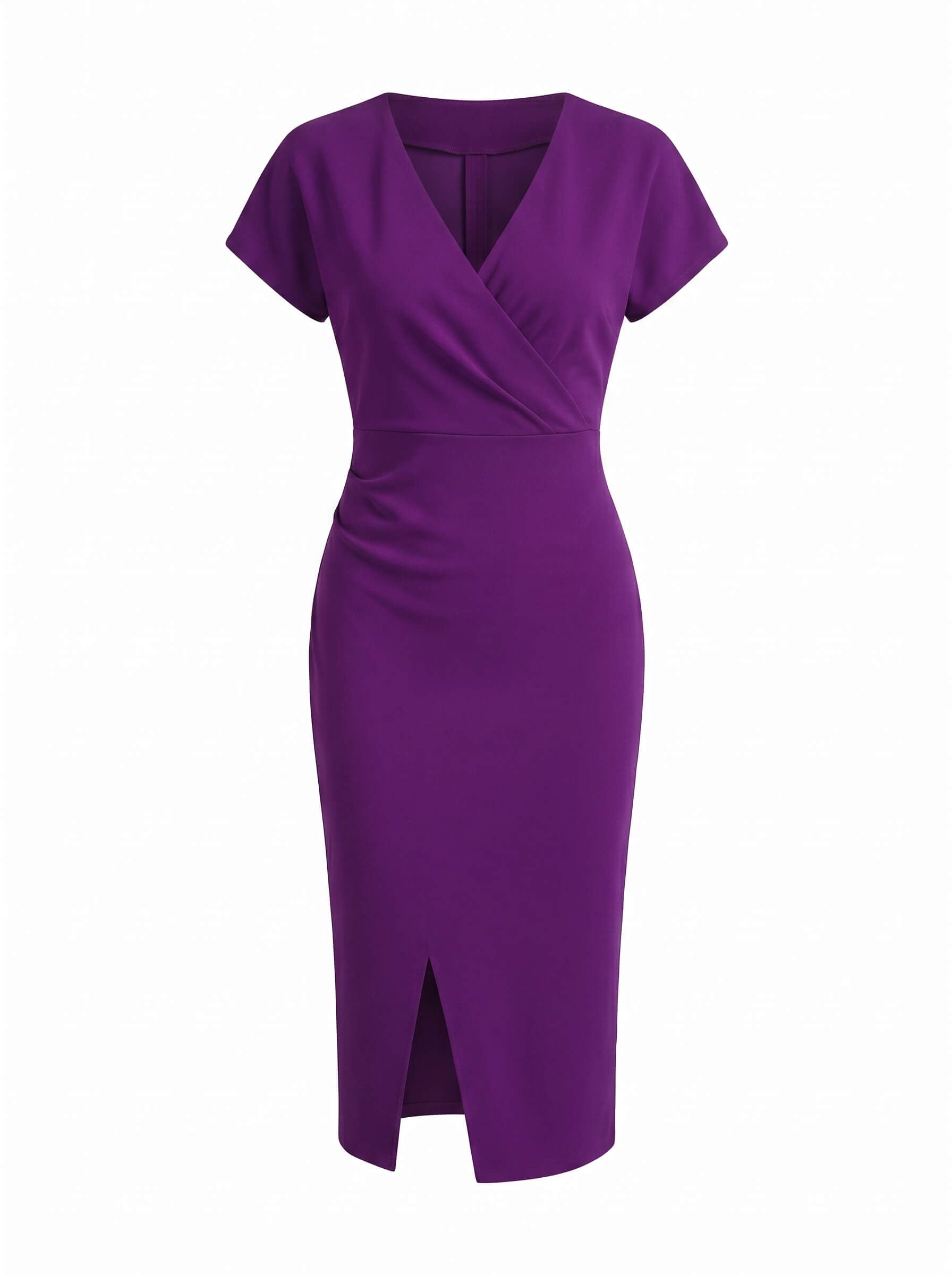 Women’s Midi Dress – Elegant V-Neck Silhouette with Front Split