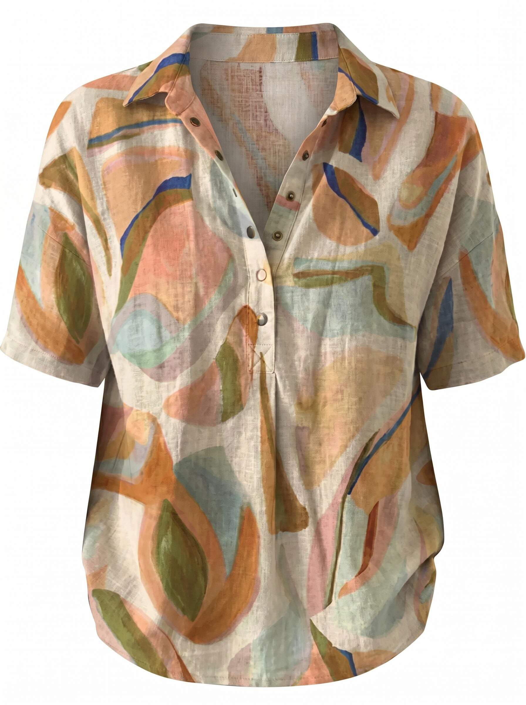 Women’s Abstract Print Short Sleeve Shirt