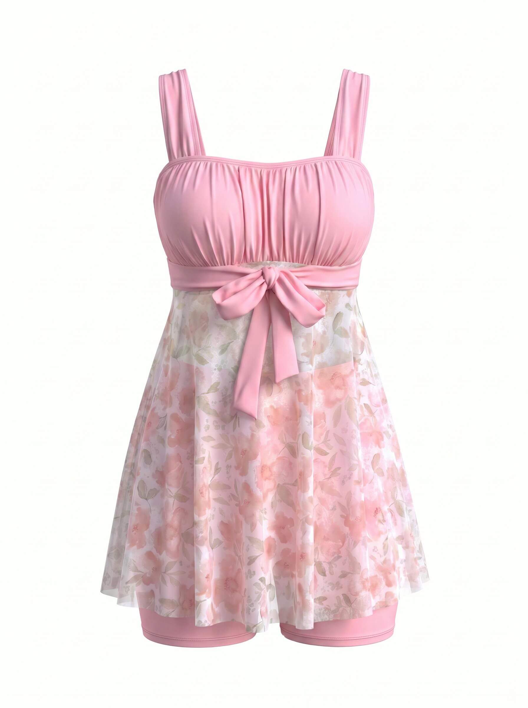 Women’s Floral Tie Front Skirted One-Piece Swimsuit