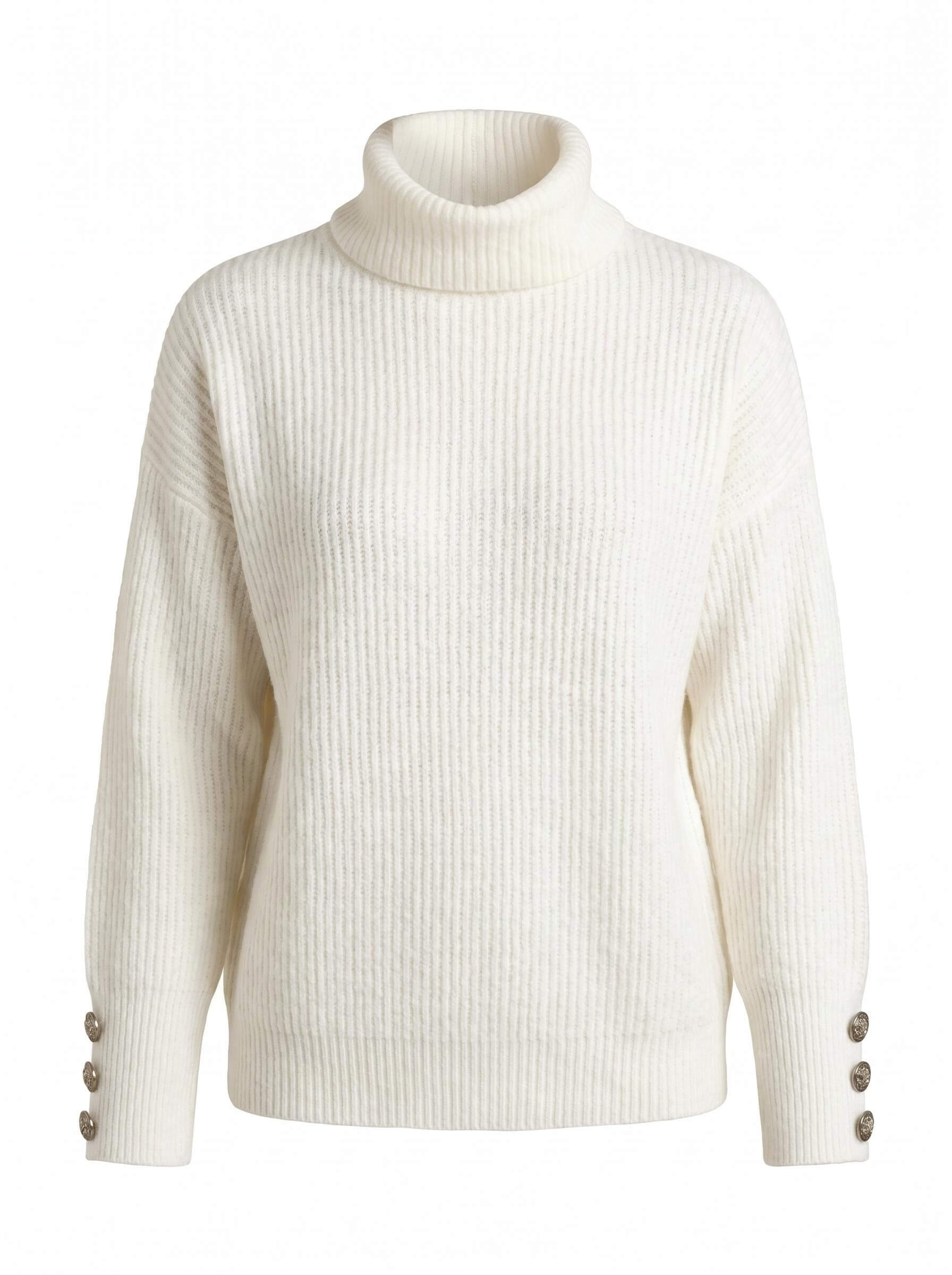Women’s Cowl-Neck Knit Sweater – Soft Ribbed Texture & Mid-Stretch Comfort