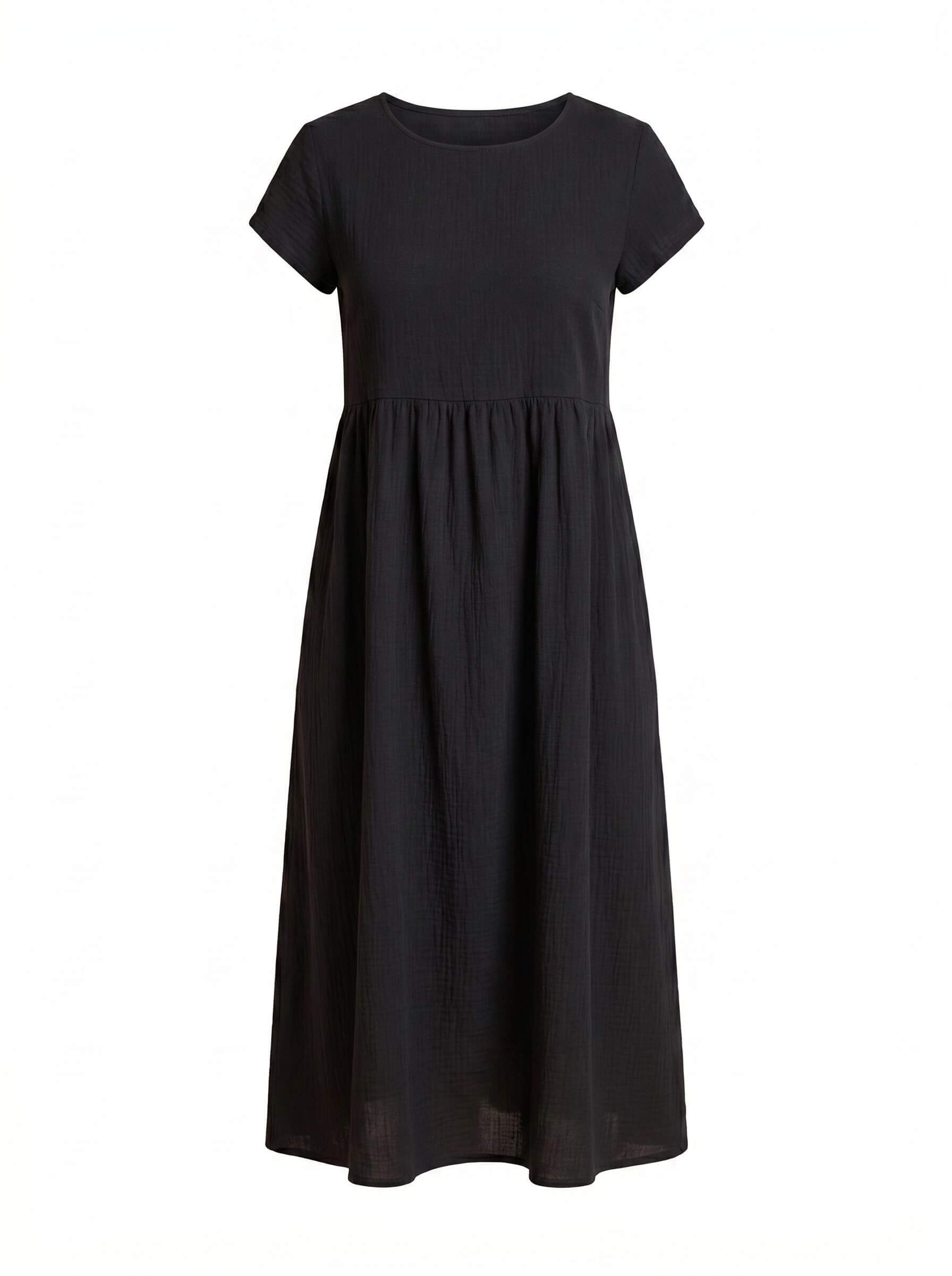 Women's dress – Midi dress with a round neckline and a loose fit