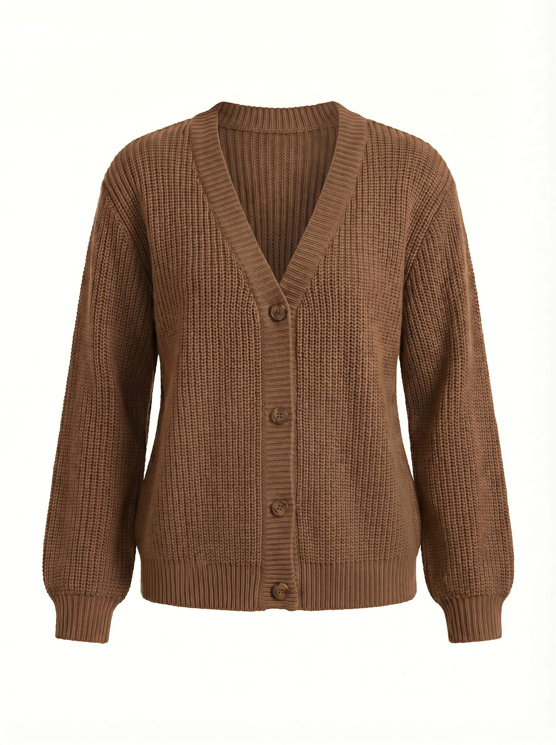 Women’s Elegant Knit Cardigan – Soft V-Neck & Mid-Stretch Comfort