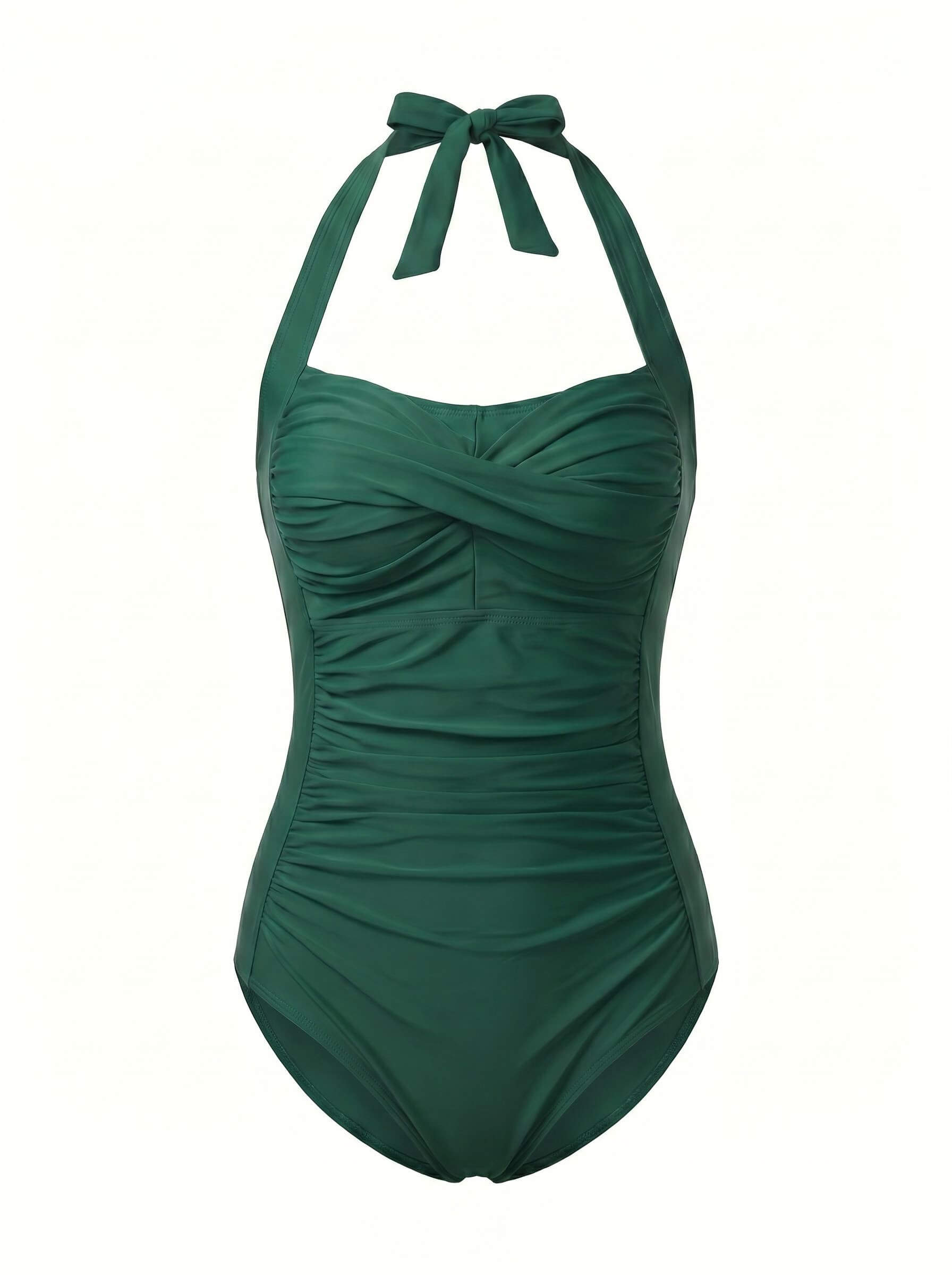 Women’s Halter Ruched One-Piece Swimsuit