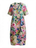 Women’s Floral Summer Dress – Lightweight Loose-Fit Midi