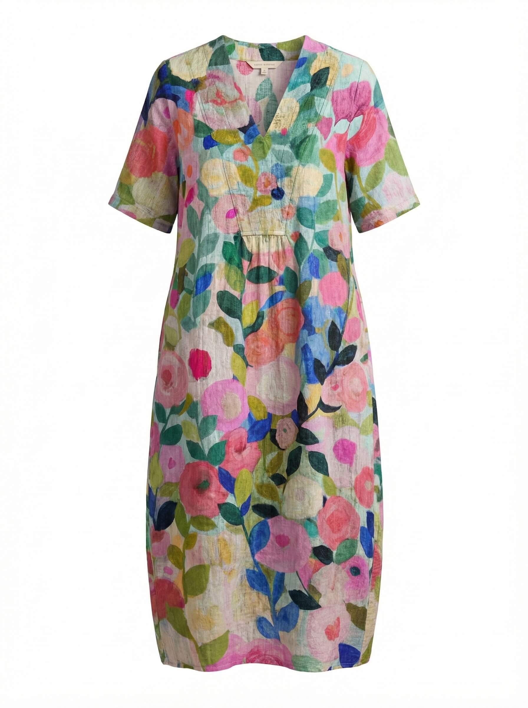 Women’s Floral Summer Dress – Lightweight Loose-Fit Midi