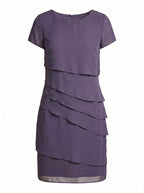 Women’s Elegant Chiffon Layered Dress – Round Neck