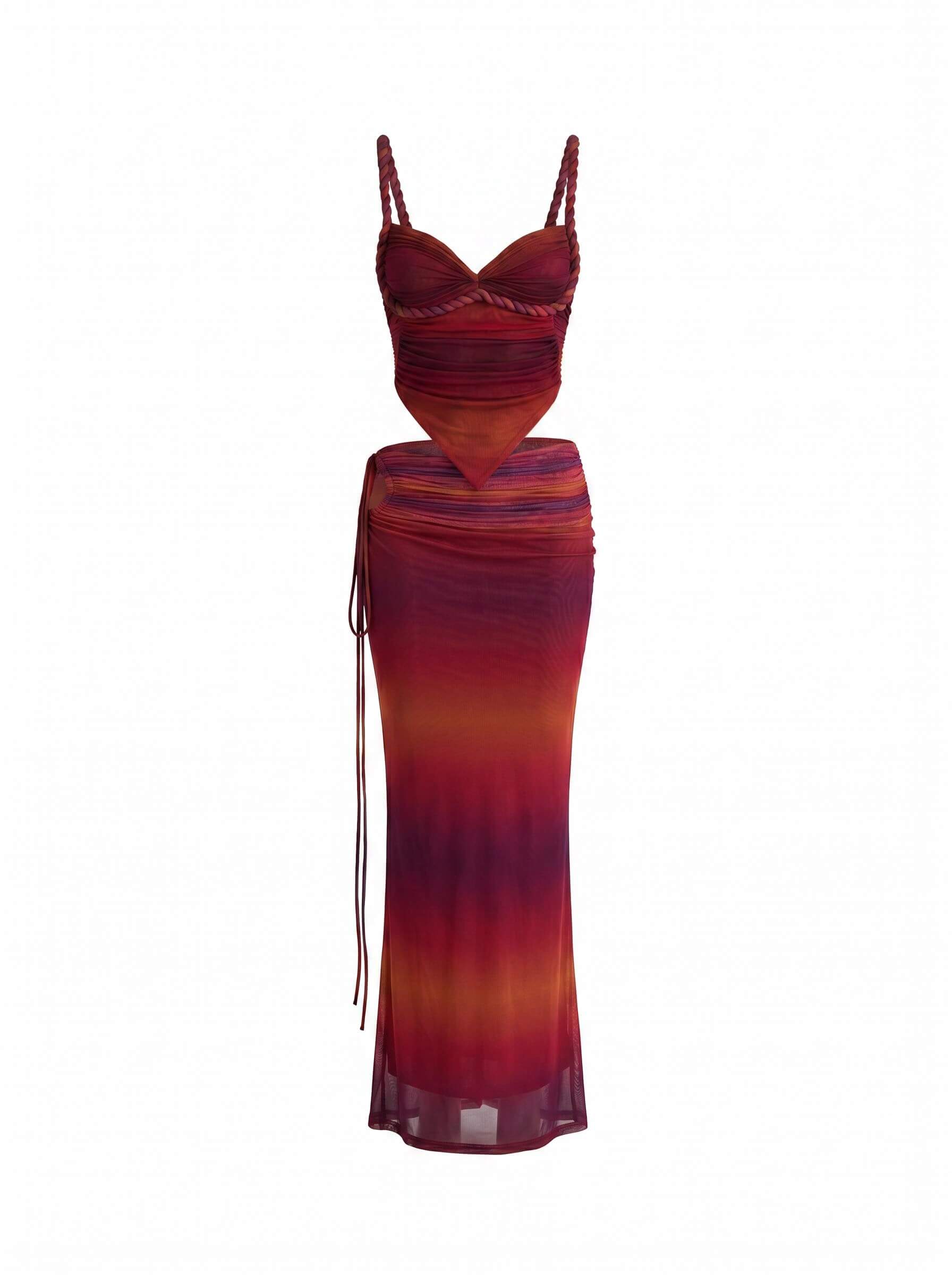 Women’s Rope Strap Crop Top and Maxi Skirt Set