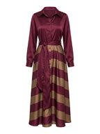 Women’s Belted Striped Maxi Shirt Dress