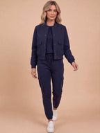 Women’s Utility Bomber Jacket with Snap Buttons