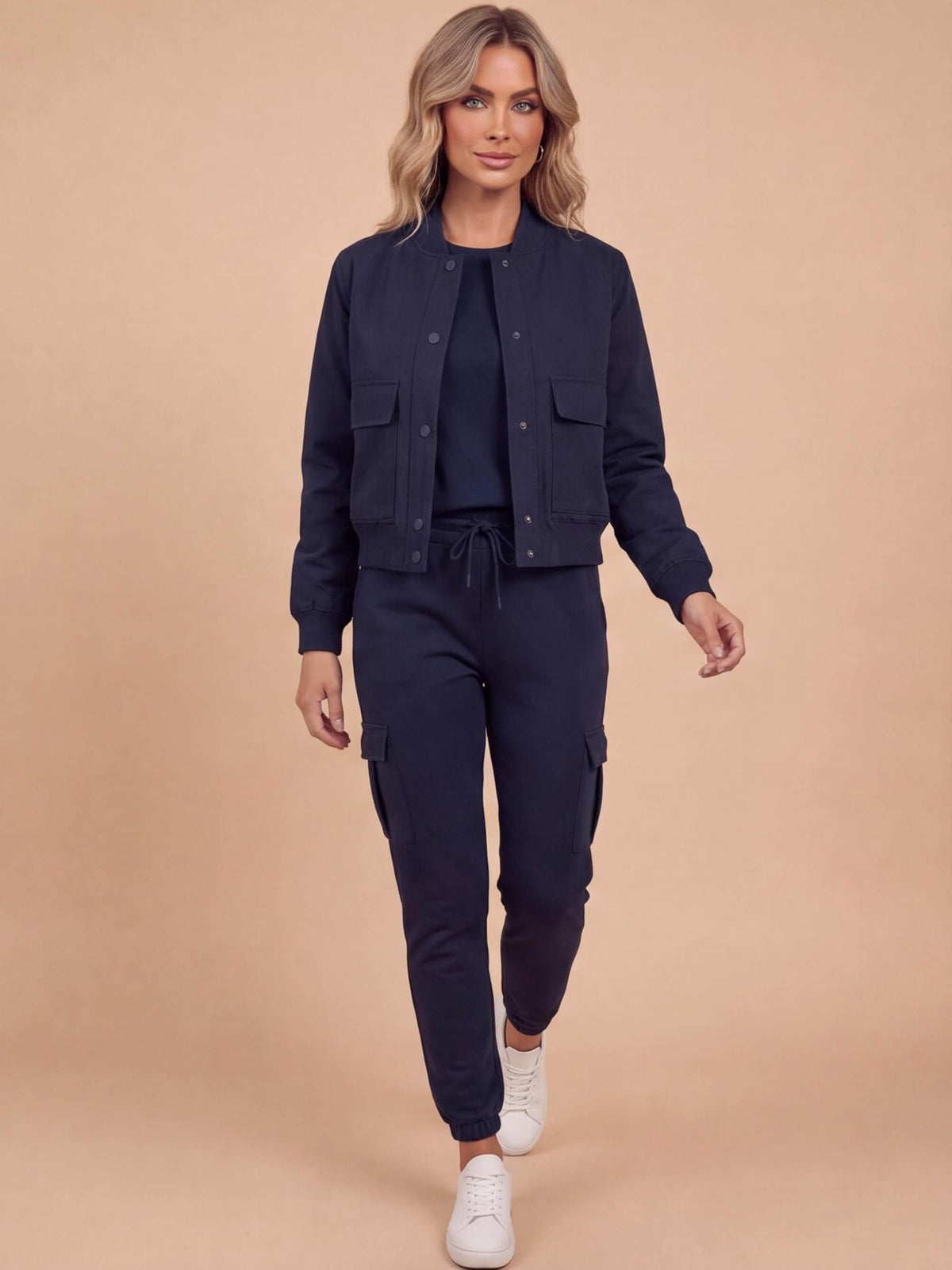Women’s Utility Bomber Jacket with Snap Buttons