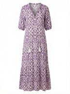 Women’s Dress – Boho Maxi Dress with Tassel Detail