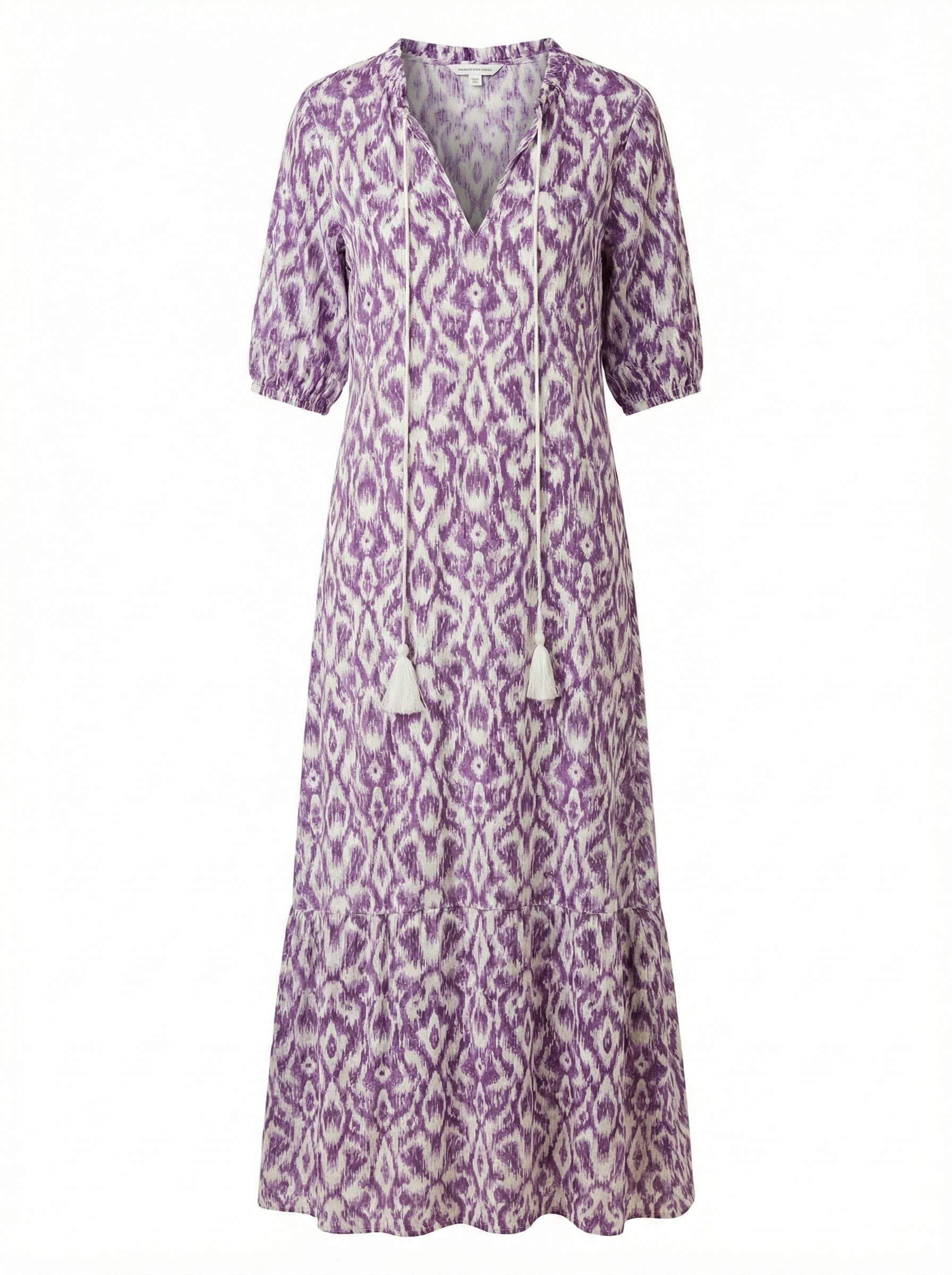 Women’s Dress – Boho Maxi Dress with Tassel Detail