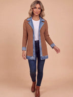 Women’s Denim Trim Button-Up Cardigan