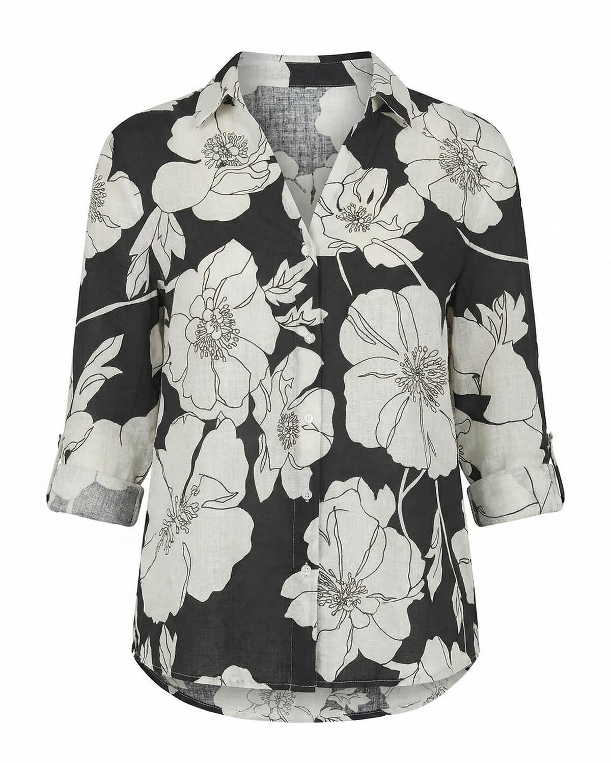 Women’s Breathable Floral Button-Down Blouse
