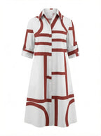 Women’s Dress – Geometric Print Shirt Dress