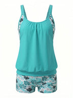 Women’s Floral Tankini Boyshort Bikini Set