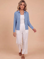 Women’s Textured Knit Button-Up Shirt