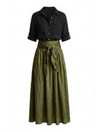 Women’s Button-Up Shirt and Tie-Waist Skirt Set
