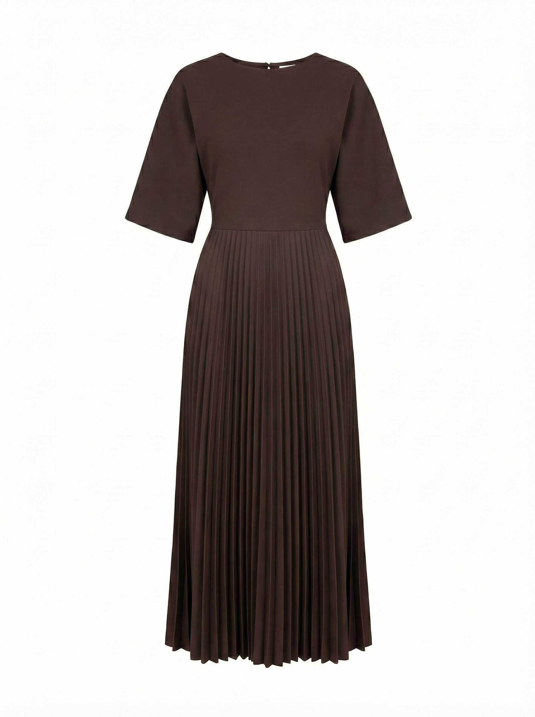 Women’s Dress – Pleated Maxi Dress with Defined Waist