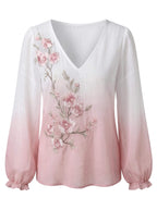 Women’s Floral Embroidered V-Neck Blouse