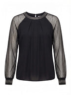 Elegant women’s top with mesh sleeves and sequins