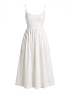 Women’s Dress – Flowing Midi Dress with Thin Straps