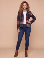 Women’s Plaid Button-Up Lapel Jacket